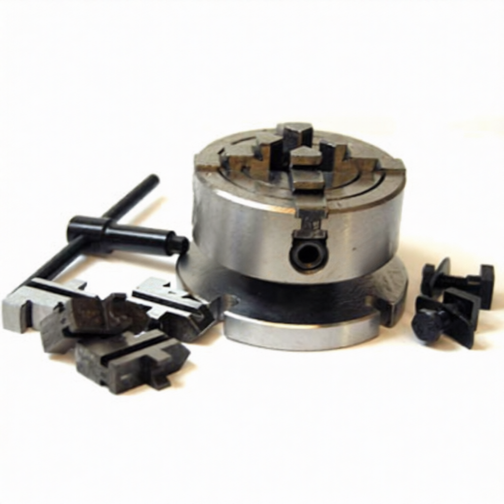 chuck-rotary-ezremove 4 Jaws Independent Chuck (70 MM) on Backplate for 3 & 4″ Rotary Tables